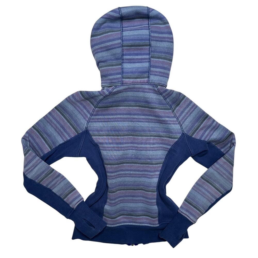 Lululemon Scuba Full Zip Hoodie Purple Blue Striped Thumbholes Y2K - Picture 3 of 3